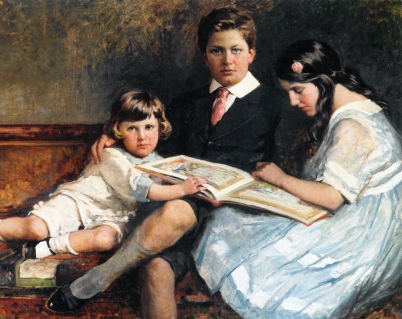 three children reading by mary curtis richardson